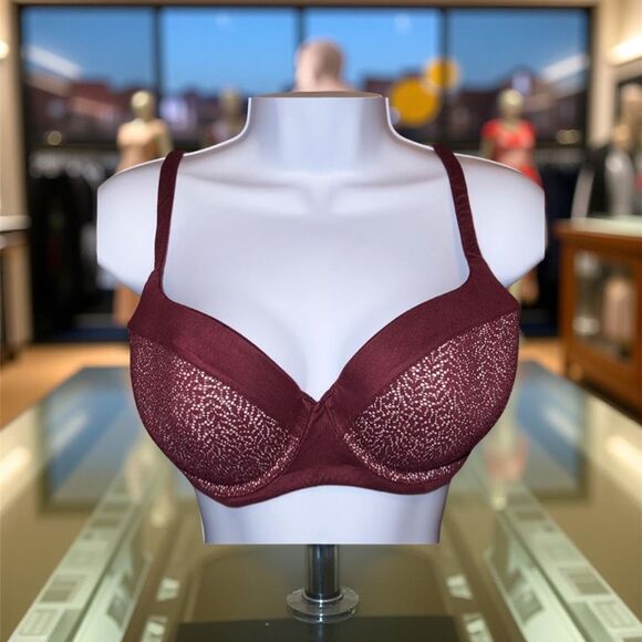 Victoria’s Secret Burgundy Lined Demi Bra Size 34DD - Picture 1 of 5